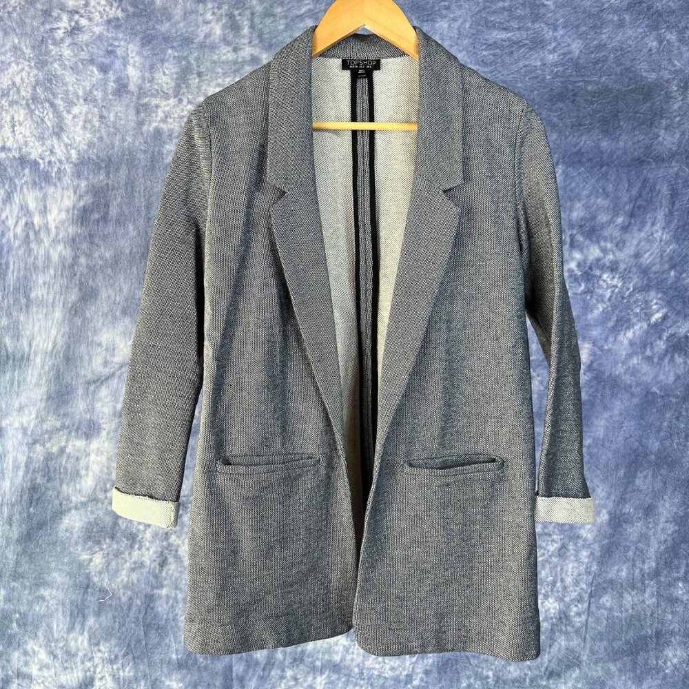 Topshop Marled Blazer Black & Cream Sz 2